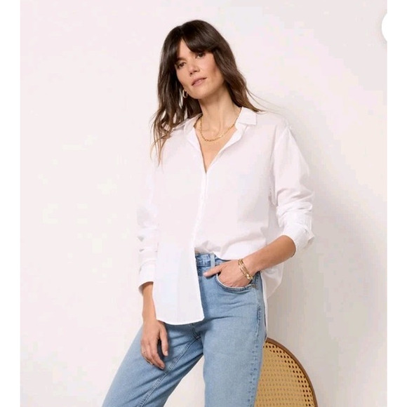 Xirena Womens Oversized Small BEAU SHIRT White Tunic Top Button Down Lightweight - Picture 1 of 16